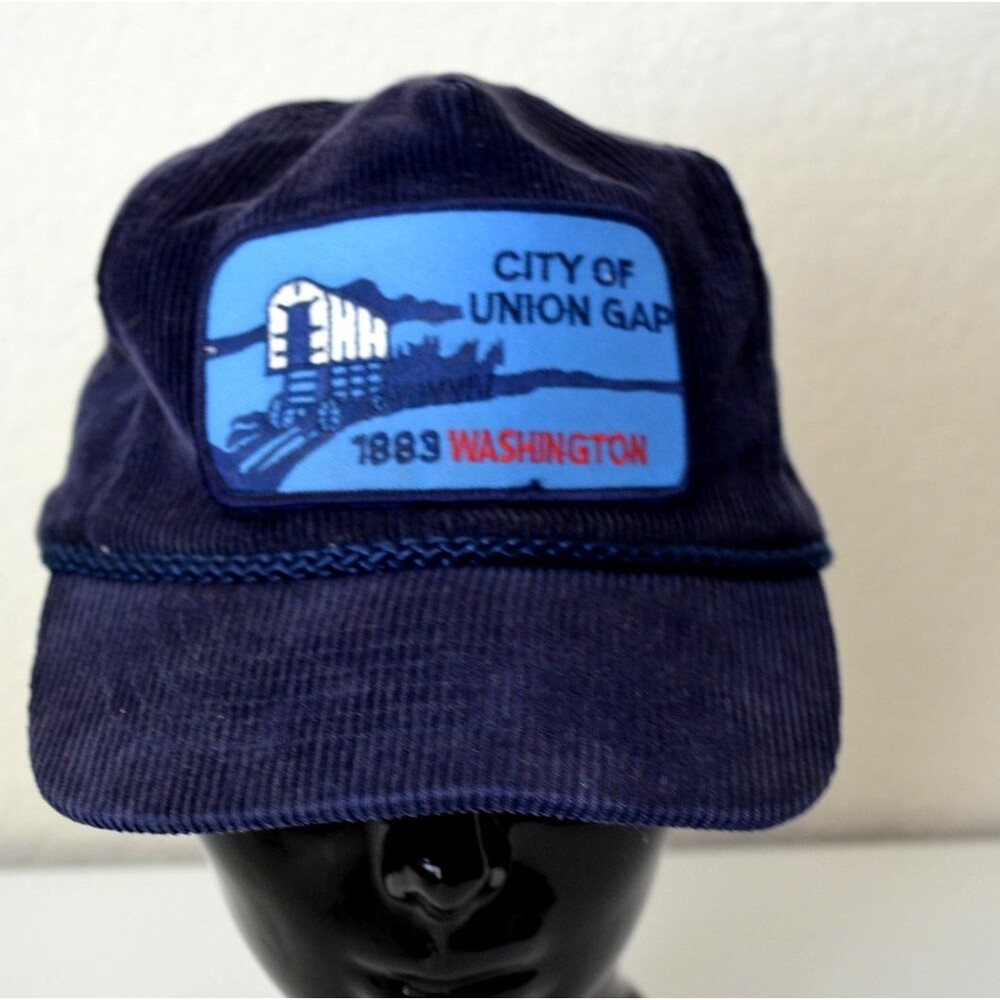 Vintage City of Union Gap Dark Blue Corduroy Adjustable Hat Otto Cap